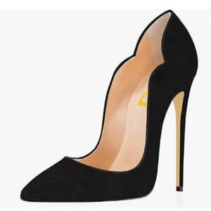 FSJ Womens Stiletto Heel Pointed Toe Pumps FSJ Black Pointed Toe High Heels Shoe